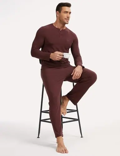 Bamboo-Cotton Men's Pajama Sets Long Sleeve Breathable and Sweat-absorbent Sleepwear by GYS Pajamas