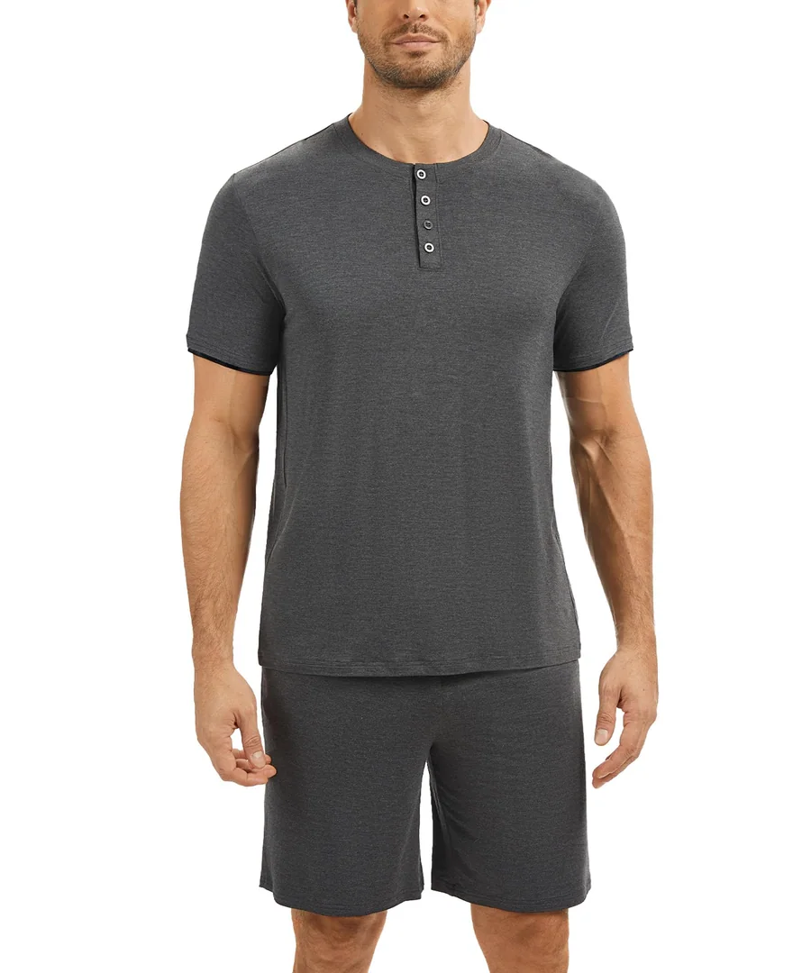 Bamboo Viscose Men's Cooling Pajama Sets Short Sleeve Sleep Set — Large by GYS Pajamas
