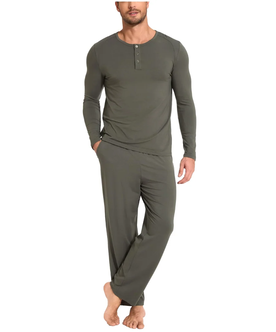 Bamboo Viscose Men's Pajama Sets — Greyish Green · Small by GYS Pajamas