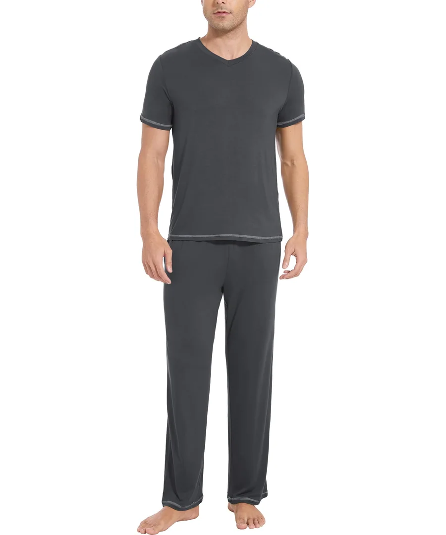 Bamboo Viscose Men's Pajama Sets — Charcoal · Large by GYS Pajamas