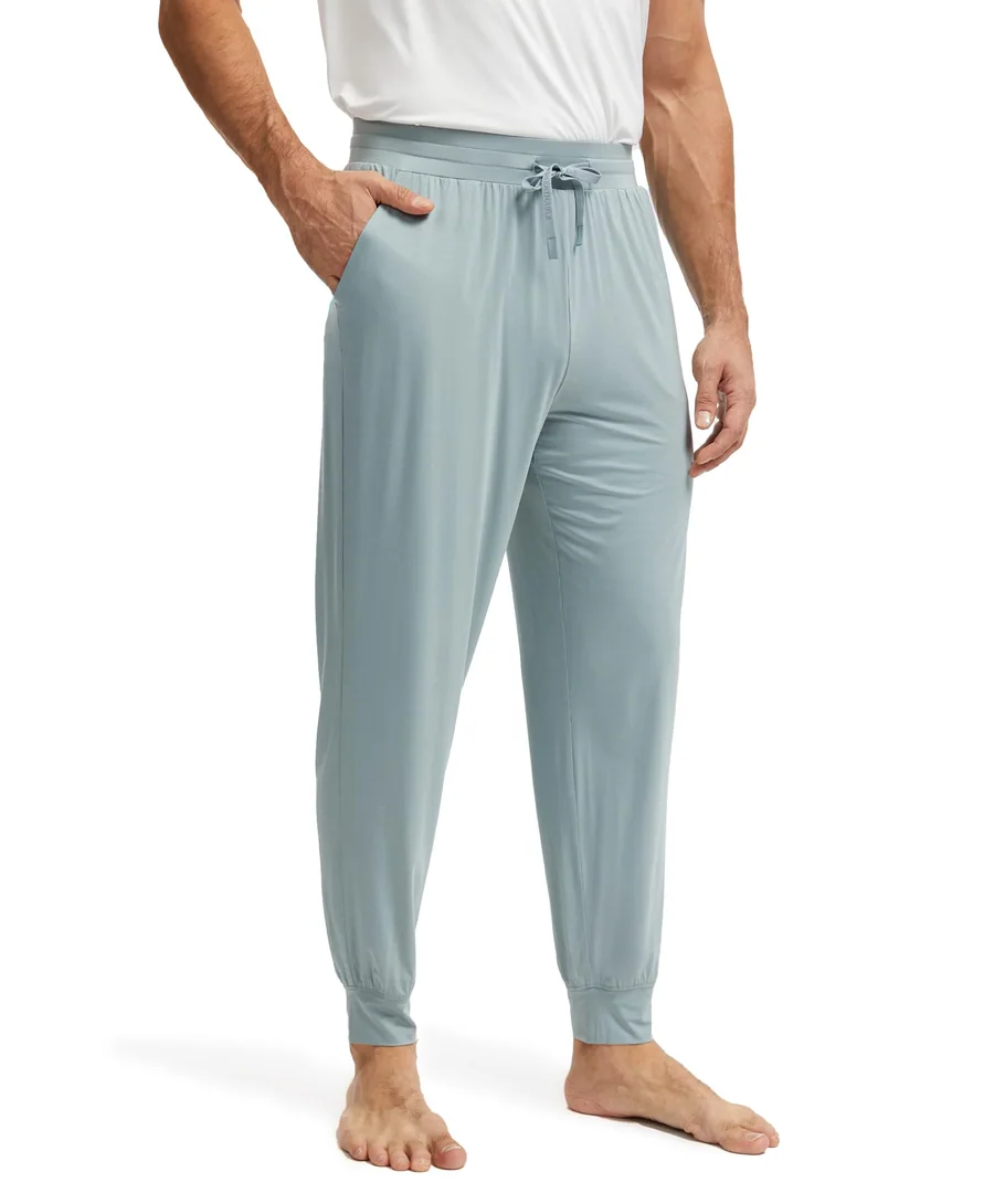 Bamboo Viscose Men's Pajama Pants with Pockets — Light Greyish Green · X-Large by GYS Pajamas