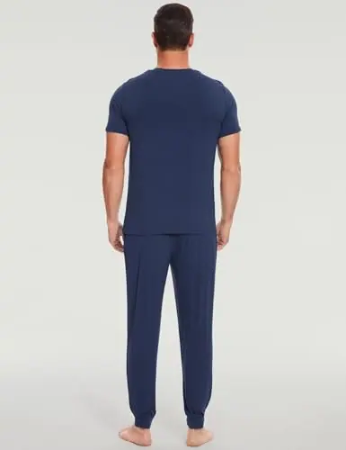 Bamboo Viscose Men's Pajamas Set Short Sleeve Lounge Set for Hot Flashes by GYS Pajamas