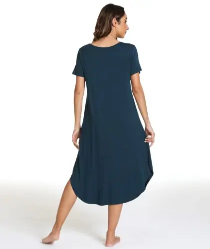 Bamboo Viscose Nightgowns for Women Short Sleeve Sleep Shirt by GYS Pajamas