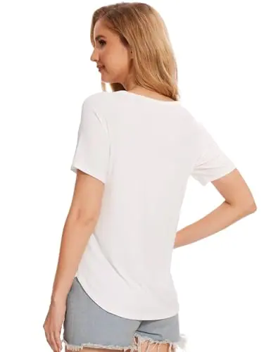 Bamboo Viscose Pajama Tops for Women Cooling Short Sleeve Sleep T-Shirt by GYS Pajamas