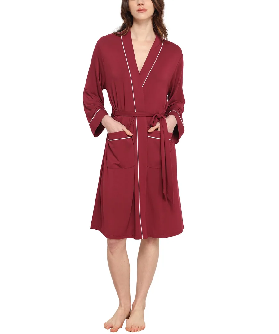 Bamboo Viscose Robes for Women with Pockets — Wine Red · Medium by GYS Pajamas