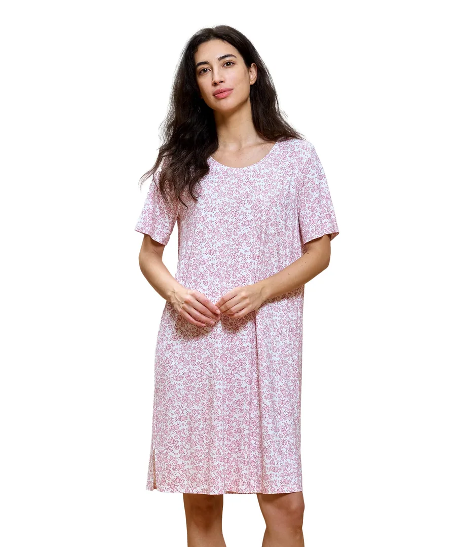 Bamboo Viscose Short Sleeve Nightgowns for Women — Floral Whisper · Medium by GYS Pajamas