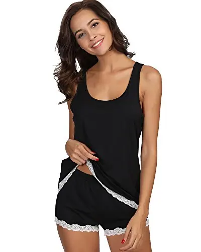 Bamboo Viscose Tank Pajamas for Women Cooling pajamas Set for Hot Flashes by GYS Pajamas