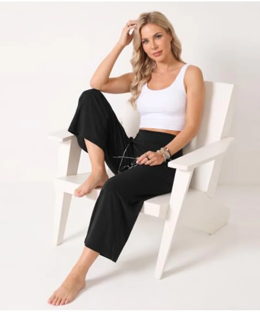 Bamboo Viscose Wide Leg Capri Pants for Women by GYS Pajamas