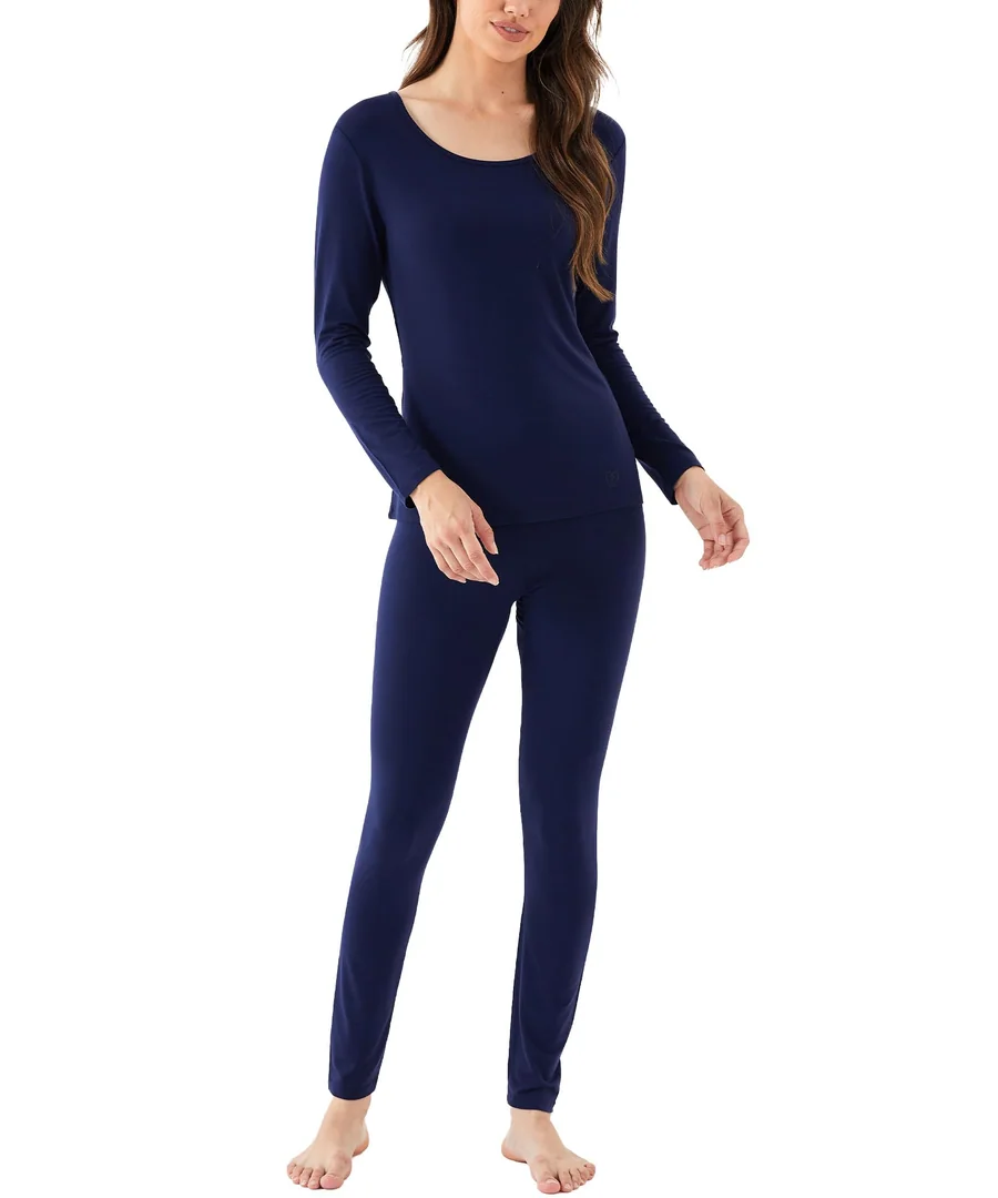 Bamboo Viscose Women's Long Johns Sets Thermal Underwear Long Sleeve Base Layer — Navy · Large by GYS Pajamas