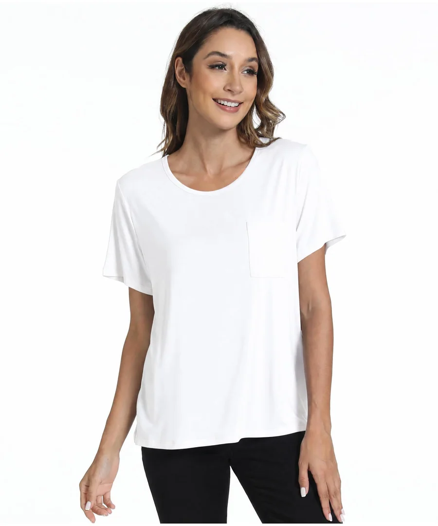 Bamboo Viscose Women's Pajama Tops — White · Medium by GYS Pajamas