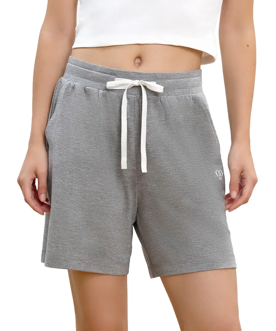 Bamboo Viscose Women's Pajama Shorts with Pockets — Light Heather Grey · Medium by GYS Pajamas