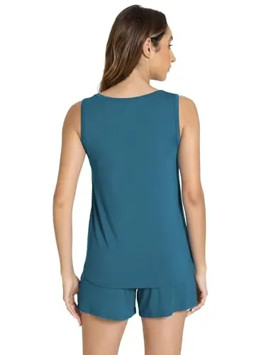 Cooling Bamboo Viscose Pajamas for Women Sleeveless Top & Shorts pajamas Set by GYS Pajamas