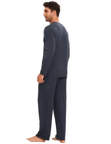 Men's Bamboo Viscose Crew Neck Pajama Set by GYS Pajamas