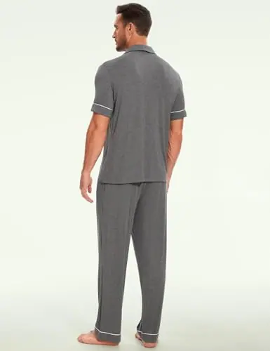 Men's Bamboo Viscose Notch Collar Short Sleeve Pajama Sets by GYS Pajamas