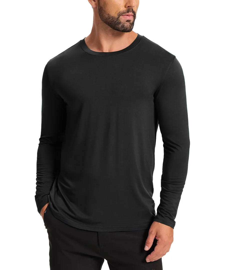 Men's Bamboo Viscose Pajama Top — Black · Small by GYS Pajamas