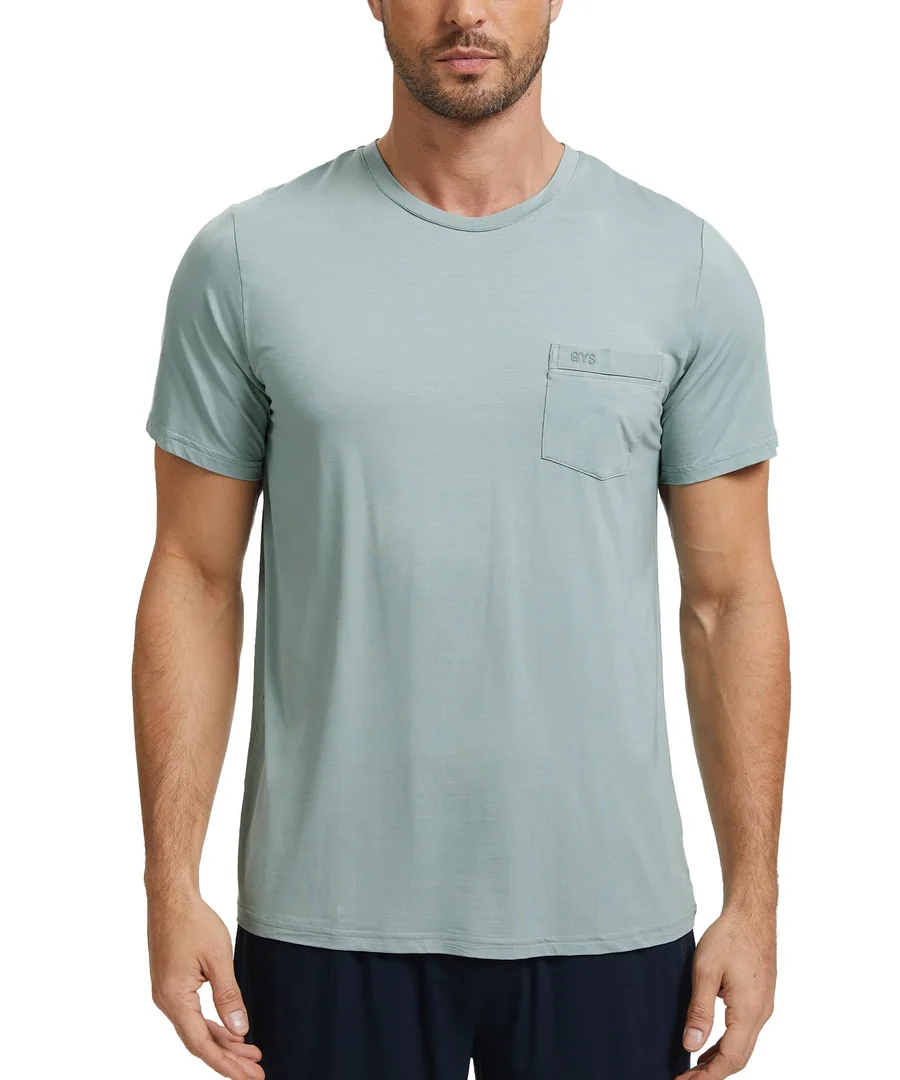 Men's Bamboo Viscose Pajama Top — Light Greyish Green · Medium by GYS Pajamas