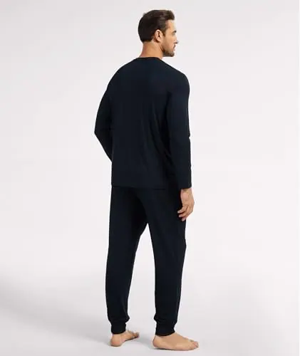 Men's Pajama Sets Bamboo Viscose Sleep Cool and Comfortable Long Sleeve 2-Piece Sleepwear by GYS Pajamas