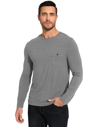Men's Long Sleeve Pajama Tops Bamboo Viscose Sleep Shirt by GYS Pajamas