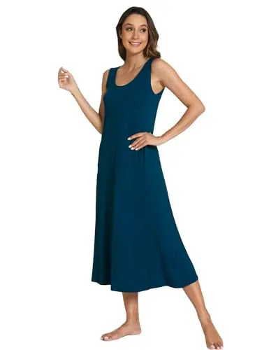 Sleeveless Nightgowns for Women Bamboo Viscose Night Shirt with Pockets by GYS Pajamas