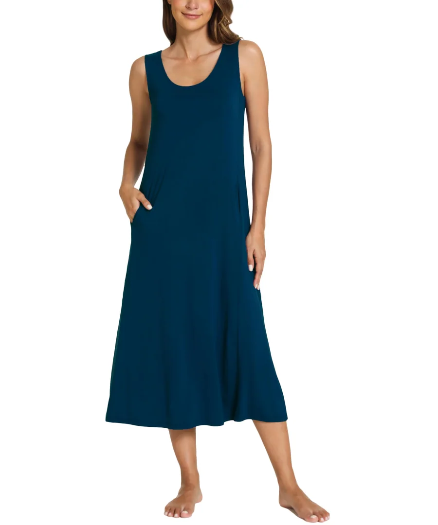 Sleeveless Nightgowns for Women Bamboo Viscose Night Shirt with Pockets — Ink Blue · Medium by GYS Pajamas