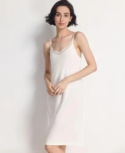 Sleeveless Nightgowns for Women Soft Bamboo Viscose Full Slip Spaghetti Strap Camisole Under Dress by GYS Pajamas
