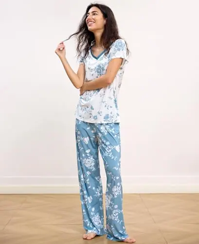 Women Bamboo Viscose Short Sleeve Pajamas by GYS Pajamas