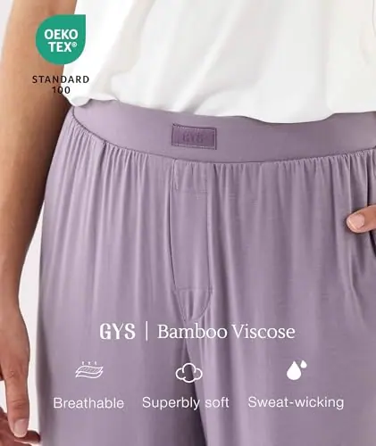 Women Pajama Pants Bamboo Viscose Soft and Breathable Loose-fitting Sleep Bottoms by GYS Pajamas
