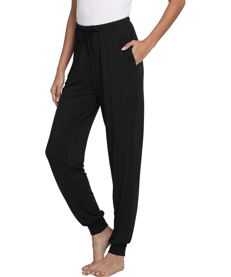 Women's Bamboo Viscose Cooling Jogger Pajama Pants — Black · Medium by GYS Pajamas