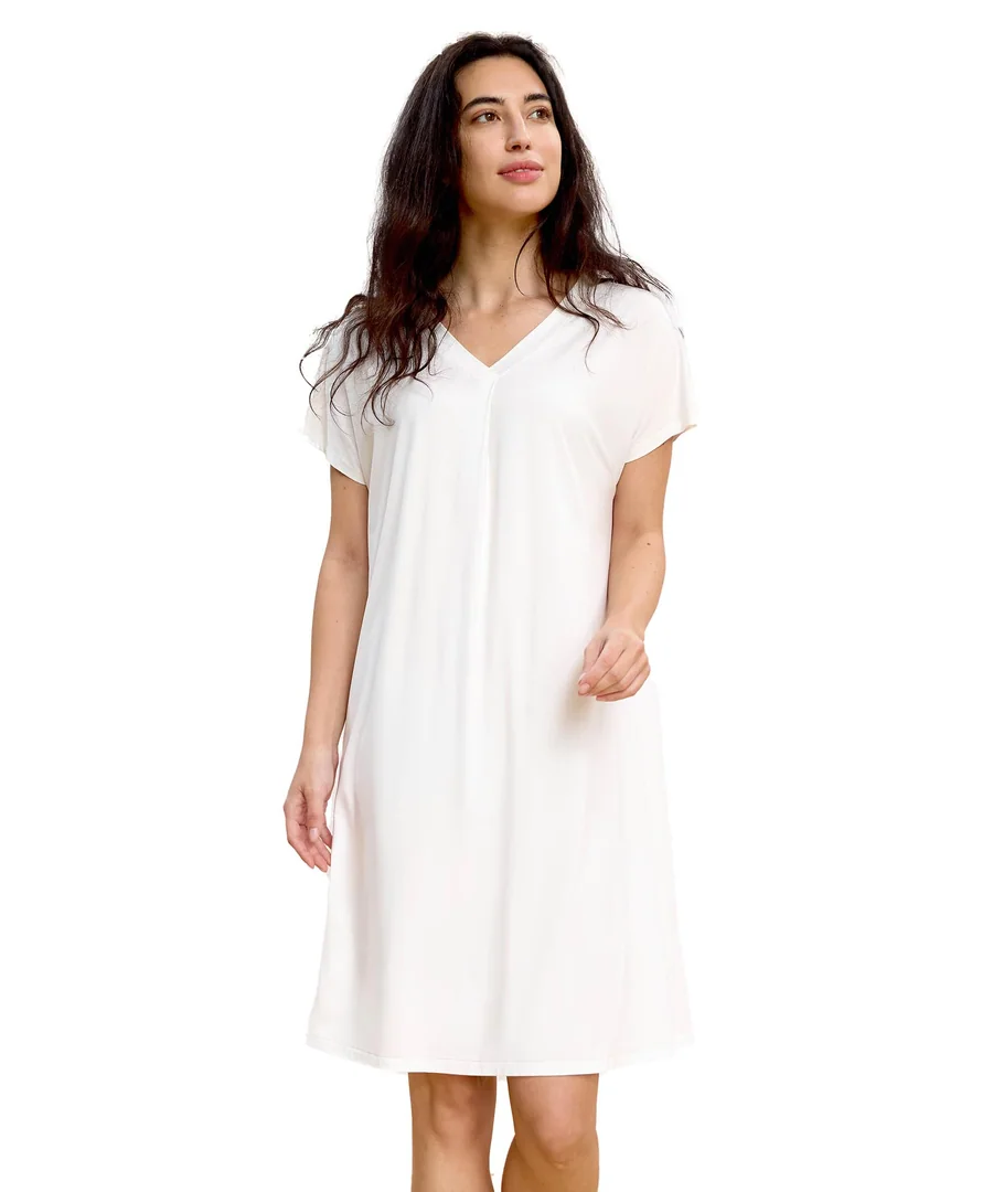 Women's Bamboo Viscose Cooling Nightgown — White · Medium by GYS Pajamas
