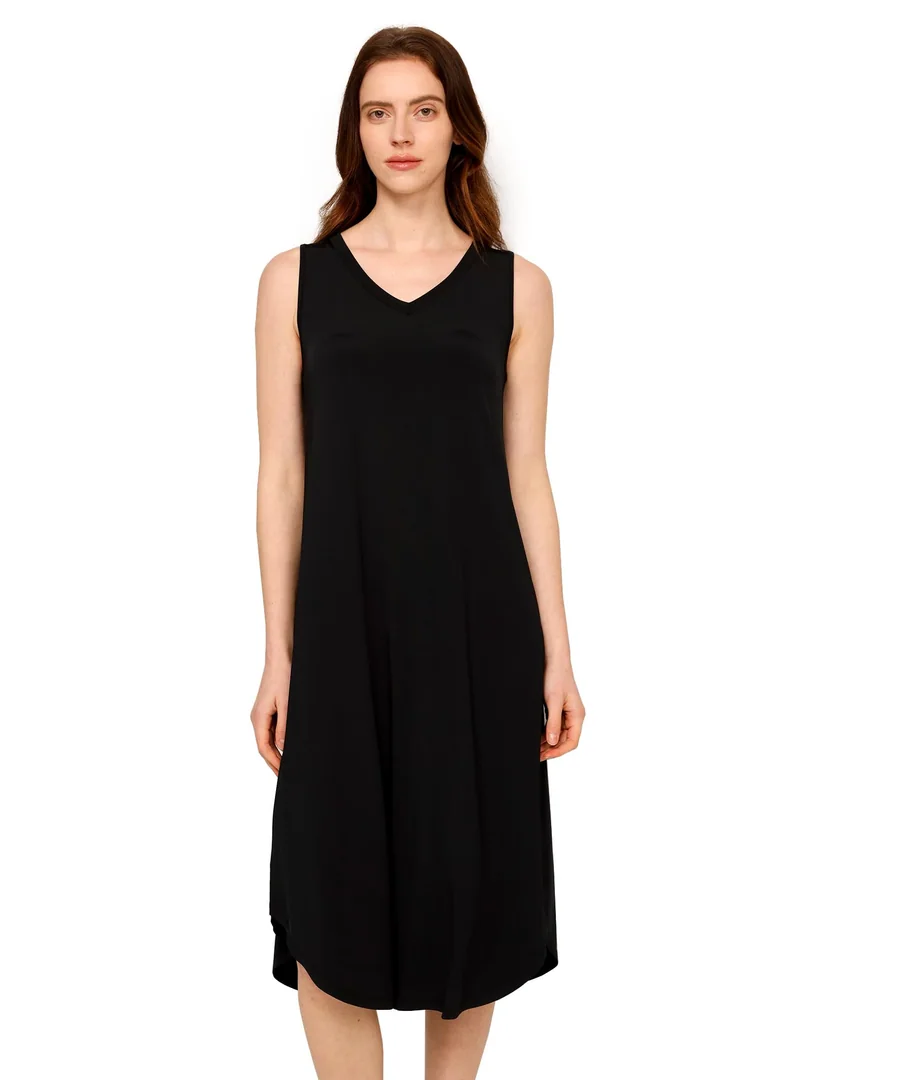 Women's Bamboo Viscose Cooling Tank Nightgown for Hot Flashes — Black · Medium by GYS Pajamas