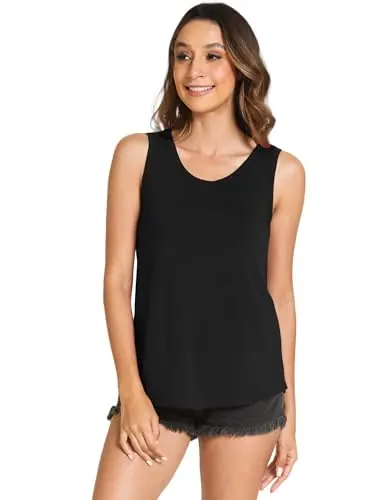 Women's Bamboo Viscose Loose Fit Pajama Tank Top by GYS Pajamas