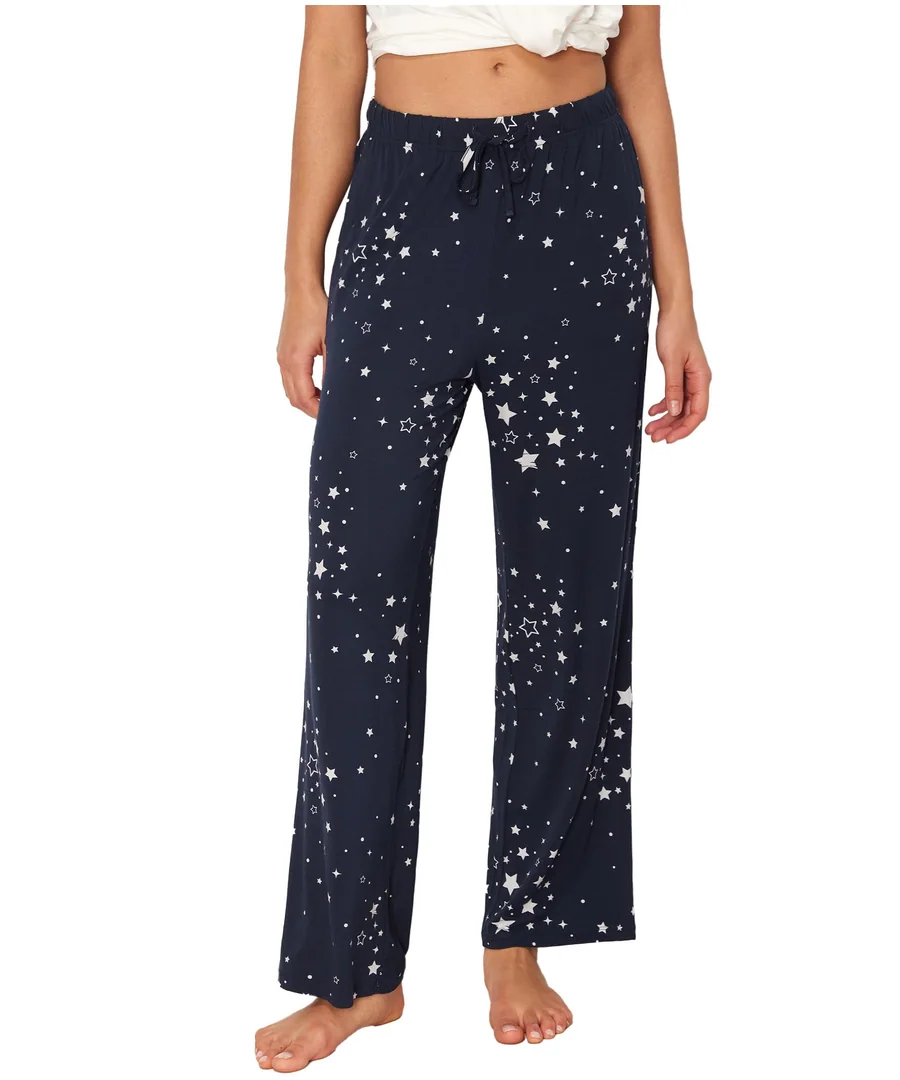 Women's Bamboo Viscose Pajama Pants Lightweight BottomsBreathable Soft Sleep Pants — Blue Stars · Large by GYS Pajamas