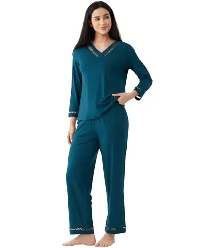 Women's Bamboo Viscose Pajama Set, Cooling for Hot Flashes — Moisture wicking by GYS Pajamas