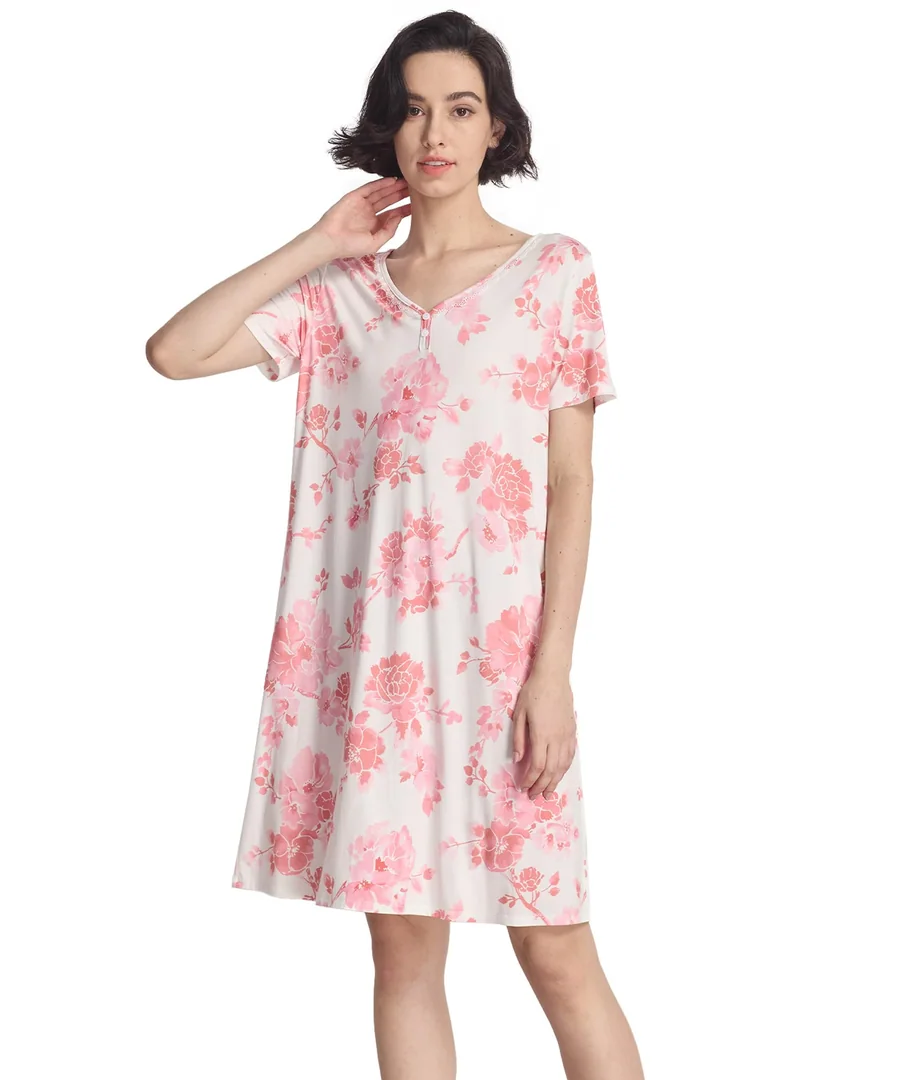 Women's Cooling Bamboo Viscose Nightgowns — Peony · Medium by GYS Pajamas