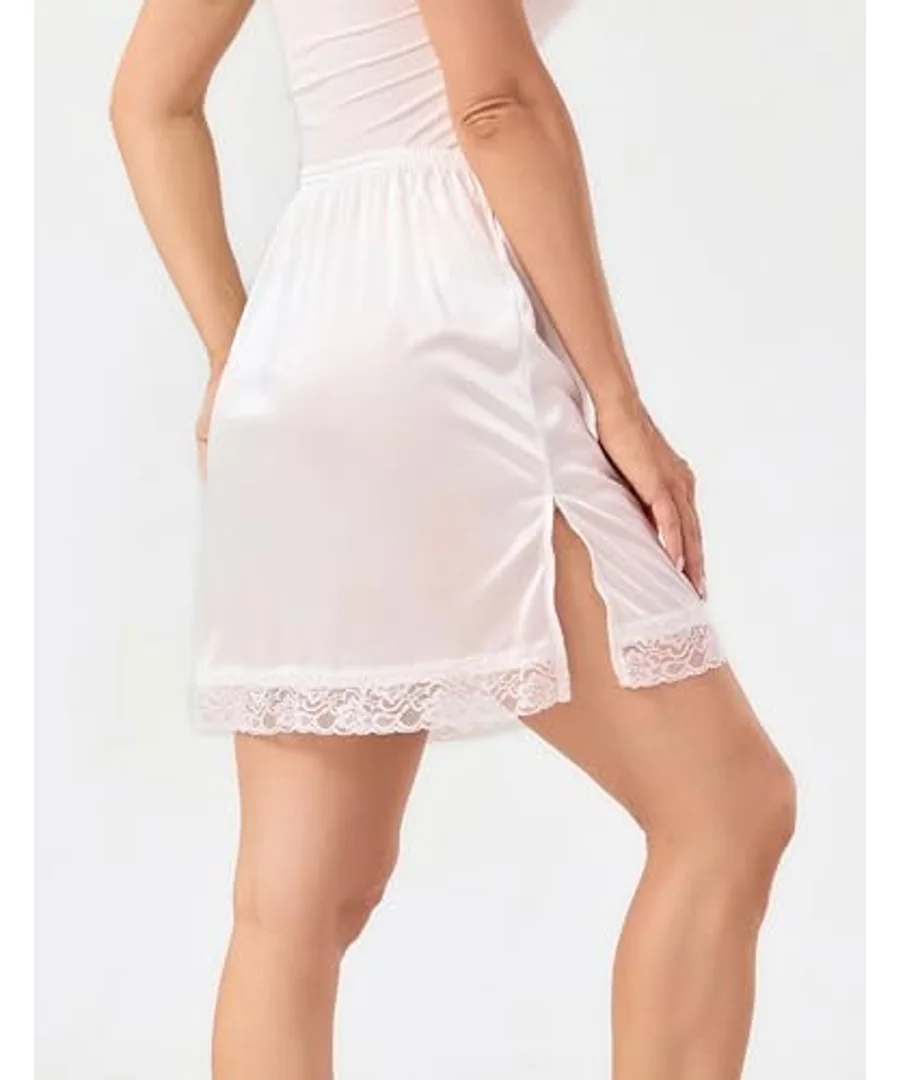 Women's Half Slips for Under Dresses A-line Lace Trim Mini Underskirt by GYS Pajamas