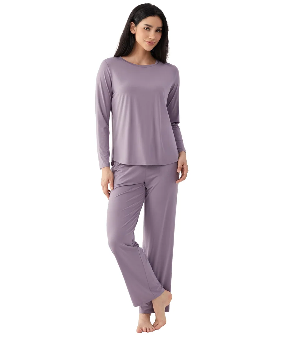 Women's Pajama Sets Bamboo Viscose Soft and Breathable Long Sleeve Sleepwear — Violet · Small by GYS Pajamas
